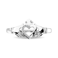Thumbnail for 10K White Gold Diamond Accent Claddagh Ring