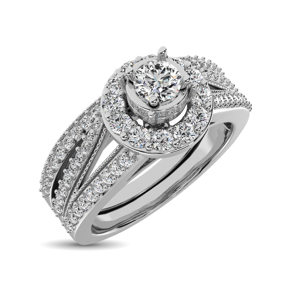 10K White Gold 3/4 Ctw Diamond Bridal Ring