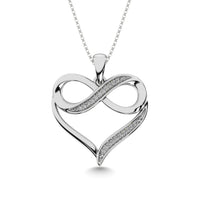 Thumbnail for 10K White Gold 1/20 Ctw Diamond Heart Pendant