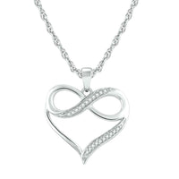 Thumbnail for 10K White Gold 1/20 Ctw Diamond Heart Pendant