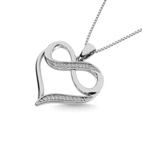 Thumbnail for 10K White Gold 1/20 Ctw Diamond Heart Pendant