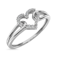 Thumbnail for 10K White Gold 1/20 Ctw Diamond Heart Ring