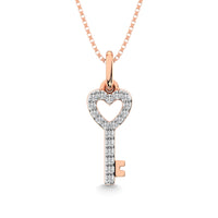 Thumbnail for 10K Rose Gold 1/10 Ctw Diamond Double Heart Pendant
