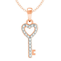 Thumbnail for 10K Rose Gold 1/10 Ctw Diamond Double Heart Pendant