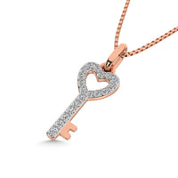Thumbnail for 10K Rose Gold 1/10 Ctw Diamond Double Heart Pendant