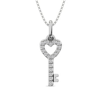 Thumbnail for 10K White Gold 1/10 Ctw Diamond Double Heart Pendant