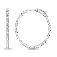 Thumbnail for 14K White Gold Diamond 1 1/2 Ct.Tw. In and Out Hoop Earrings