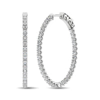 Thumbnail for 14K White Gold Diamond 1 1/2 Ct.Tw. In and Out Hoop Earrings