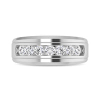 Thumbnail for 10K White Gold 1/4 Ctw Round Cut Diamond Mens Wedding Band