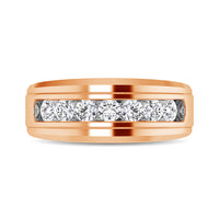 Thumbnail for 10K White Gold 1/2 Ctw Round Cut Diamond Mens Wedding Band