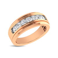 Thumbnail for 10K White Gold 1/2 Ctw Round Cut Diamond Mens Wedding Band