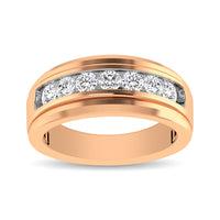 Thumbnail for 10K White Gold 1/2 Ctw Round Cut Diamond Mens Wedding Band