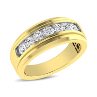 Thumbnail for 10K Yellow Gold 1/2 Ctw Round Cut Diamond Mens Wedding Band