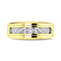 Thumbnail for 10K Yellow Gold 1/2 Ctw Round Cut Diamond Mens Wedding Band