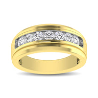 Thumbnail for 10K Yellow Gold 1/2 Ctw Round Cut Diamond Mens Wedding Band