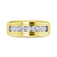 Thumbnail for 10K Yellow Gold 1 Ctw Round Cut Diamond Mens Wedding Band