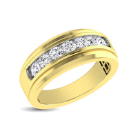 Thumbnail for 10K Yellow Gold 1 Ctw Round Cut Diamond Mens Wedding Band