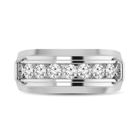Thumbnail for 10K White Gold 1/4 Ctw Round Cut Diamond Mens Wedding Band