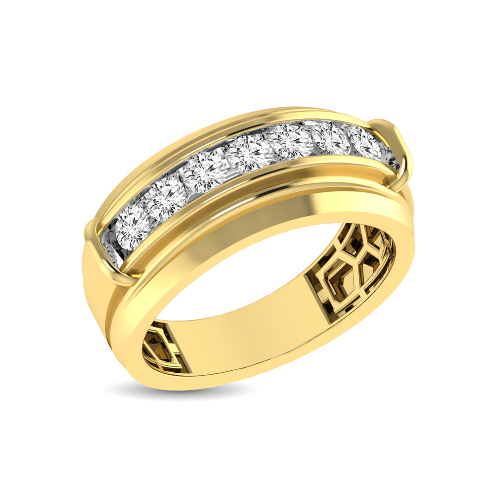 10K Yellow Gold 1/2 Ctw Round Cut Diamond Mens Wedding Band