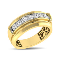 Thumbnail for 10K Yellow Gold 1/2 Ctw Round Cut Diamond Mens Wedding Band