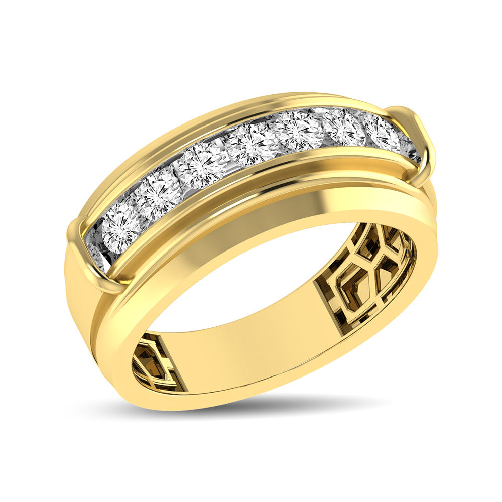 10K Yellow Gold 1 Ctw Round Cut Diamond Mens Wedding Band