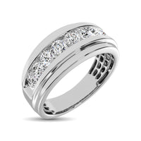 Thumbnail for 10K White Gold 1/4 Ct.Tw. Diamond Satin Finish Mens Band