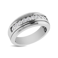 Thumbnail for 10K White Gold 1/2 Ct.Tw. Diamond 9 Stone Satin Finish Mens Band