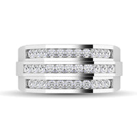 Thumbnail for 10K White Gold 1/4 Ct.Tw. Diamond Triple Row Mens Band