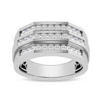Thumbnail for 10K White Gold 1/4 Ct.Tw. Diamond Triple Row Mens Band