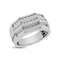 Thumbnail for 10K White Gold 1/2 Ct.Tw. Diamond Triple Row Mens Band