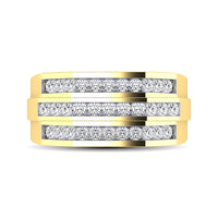 Thumbnail for 10K Yellow Gold 1/4 Ct.Tw.Diamond Triple Row Mens Band