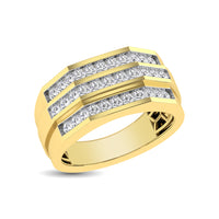 Thumbnail for 10K Yellow Gold 1/2 Ct.Tw. Diamond Triple Row Mens Band