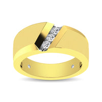 Thumbnail for 10K Yellow Gold 1/10 Ct.Tw. Diamond Three Stone Mens Band