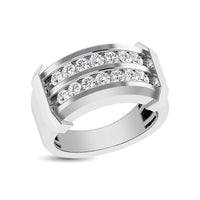 Thumbnail for 10K White Gold 1/5 Ctw Round Cut Diamond Mens Wedding Band