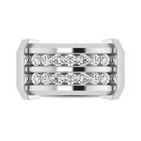 Thumbnail for 10K White Gold 1/5 Ctw Round Cut Diamond Mens Wedding Band