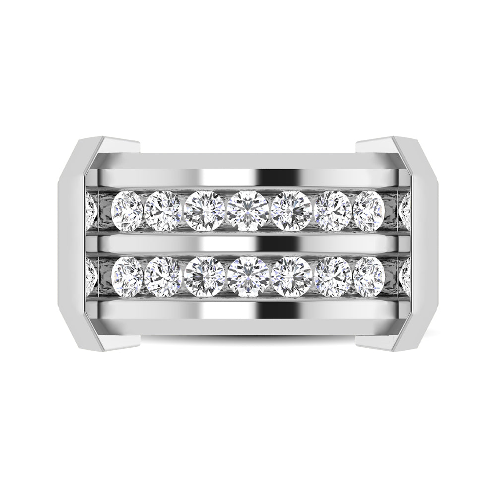 10K White Gold 1/2 Ctw Round Cut Diamond Mens Wedding Band