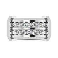 Thumbnail for 10K White Gold 1/2 Ctw Round Cut Diamond Mens Wedding Band
