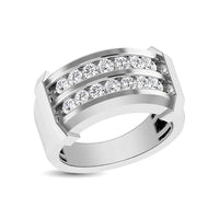 Thumbnail for 10K White Gold 1/2 Ctw Round Cut Diamond Mens Wedding Band