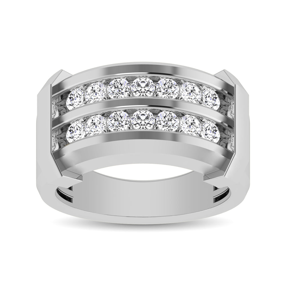 10K White Gold 1/2 Ctw Round Cut Diamond Mens Wedding Band