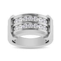 Thumbnail for 10K White Gold 1/2 Ctw Round Cut Diamond Mens Wedding Band