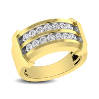 Thumbnail for 10K Yellow Gold 1/5 Ctw Round Cut Diamond Mens Wedding Band
