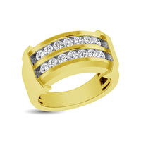 Thumbnail for 10K Yellow Gold 1/5 Ctw Round Cut Diamond Mens Wedding Band