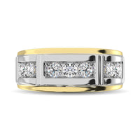 Thumbnail for 10K Two Tone Diamond 1/10 Ctw 7 Stone Men's Band