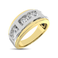 Thumbnail for 10K Two Tone Diamond 1/10 Ctw 7 Stone Men's Band