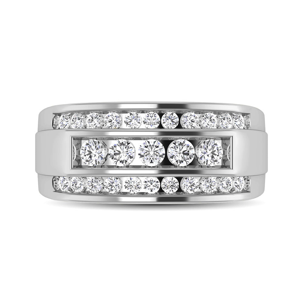 10K White Gold 1/2 Ctw Round Cut Diamond Mens Wedding Band