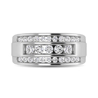 Thumbnail for 10K White Gold 1/2 Ctw Round Cut Diamond Mens Wedding Band