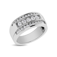 Thumbnail for 10K White Gold 1/2 Ctw Round Cut Diamond Mens Wedding Band