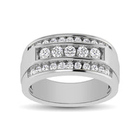 Thumbnail for 10K White Gold 1/2 Ctw Round Cut Diamond Mens Wedding Band