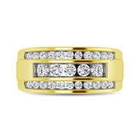 Thumbnail for 10K Yellow Gold 1/2 Ctw Round Cut Diamond Mens Wedding Band