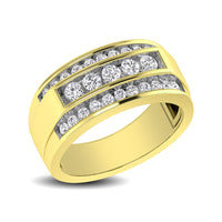 Thumbnail for 10K Yellow Gold 1 Ctw Round Cut Diamond Mens Wedding Band